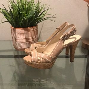 NWOB Tan Platform Slingbacks